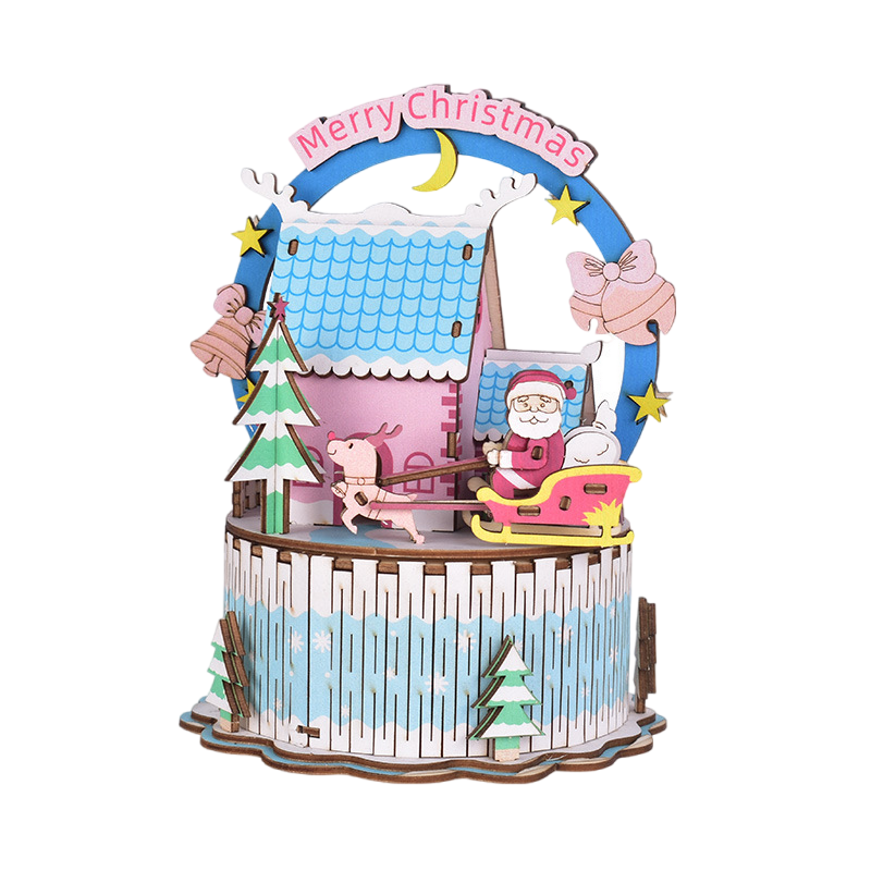 3D Puzzle Christmas Music Box Wooden Puzzles for holiday gift Woodwow