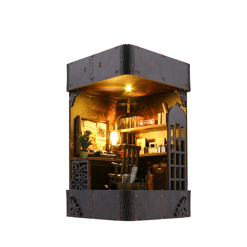 Book Nook Kit for Adults, DIY Miniature Dollhouse Booknook Kit with Led Light, 3D Wooden Bookshelf Puzzle Booknook Insert Decor Crafts for Adults Teen Gifts (Holmes Detective Agency)