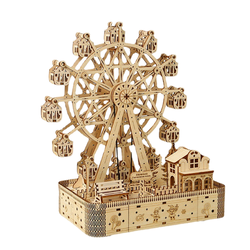 3D Wooden Puzzles LED Light Music Ferris Wheel