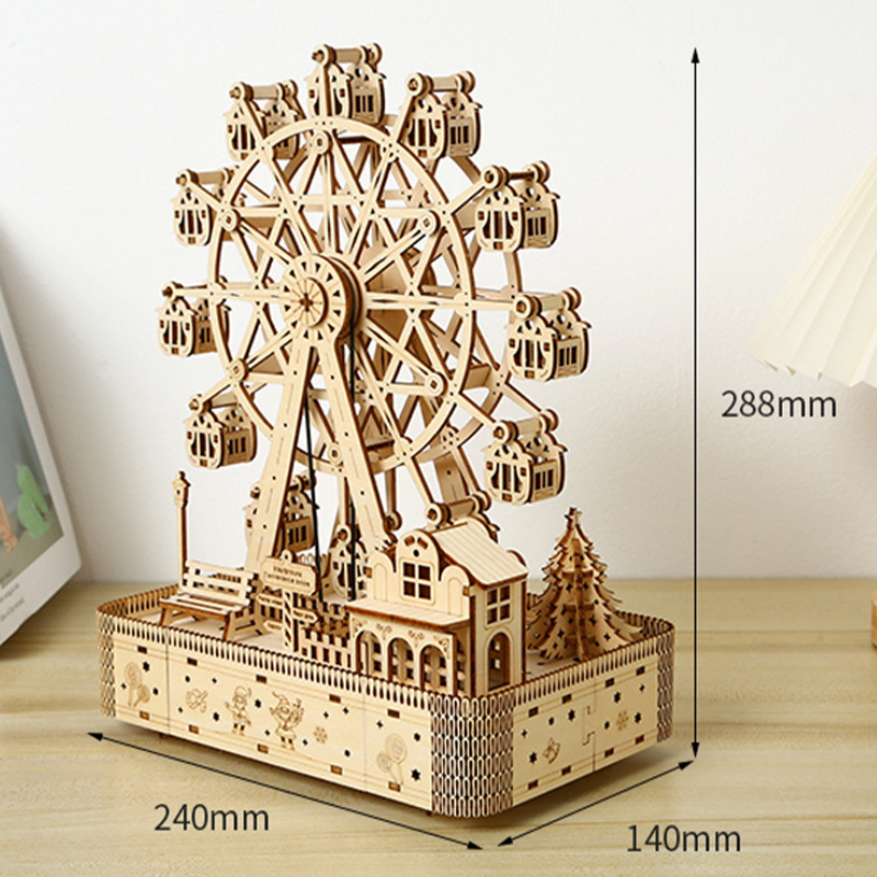 3D Wooden Puzzles LED Light Music Ferris Wheel