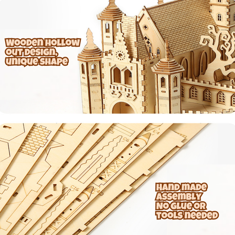 3D Wooden Puzzles Knight Creed: Lost Castle Model Kits, Brainteaser and Puzzle for Christmas/Birthday,Gifts for Adults and Teens to Build Combination