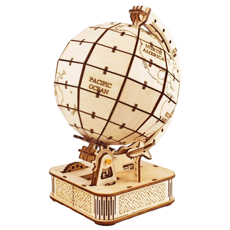 3D wooden puzzle globe mechanically turn