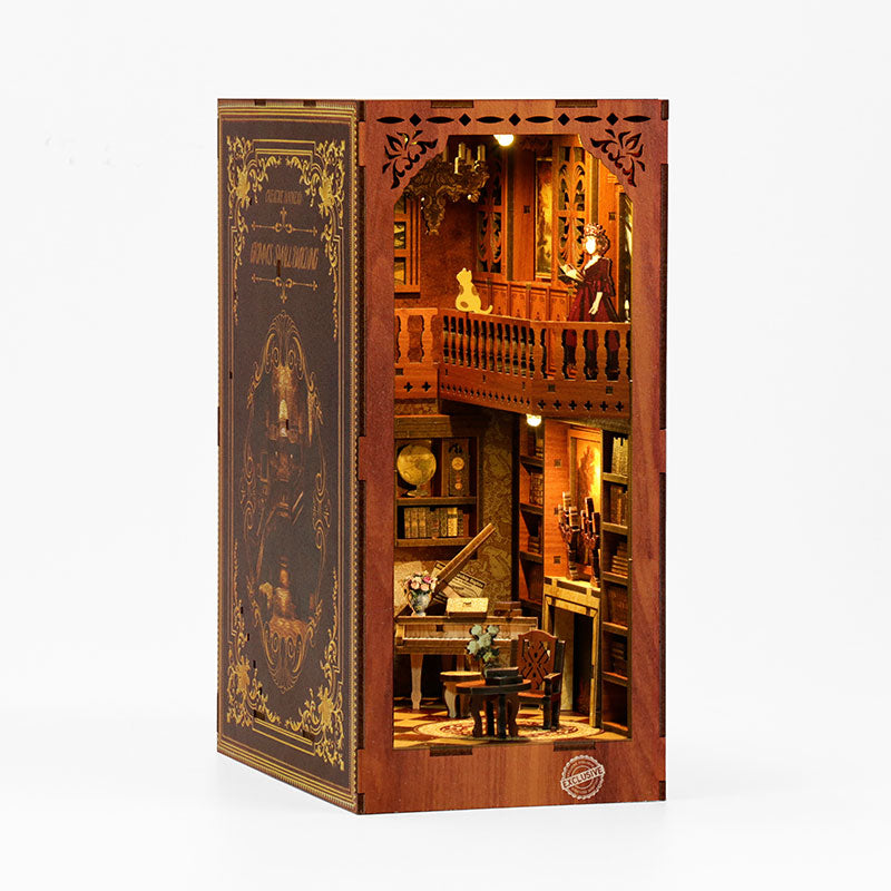 Book Nook Kit Gelin house for Adults, DIY Miniature Dollhouse Booknook Kit with Led Light, 3D Wooden Bookshelf Puzzle Booknook Insert Decor Crafts for Adults Teen Gifts