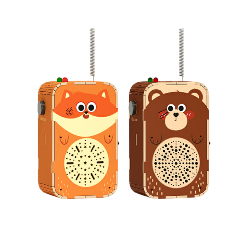 Wooden puzzle children's walkie talkies DIY Parent-child interaction educational toy -1 Pair