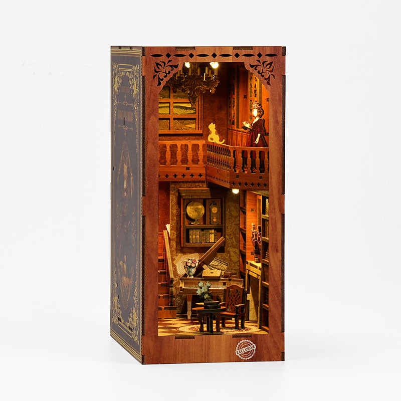 Book Nook Kit Gelin house for Adults, DIY Miniature Dollhouse Booknook Kit with Led Light, 3D Wooden Bookshelf Puzzle Booknook Insert Decor Crafts for Adults Teen Gifts