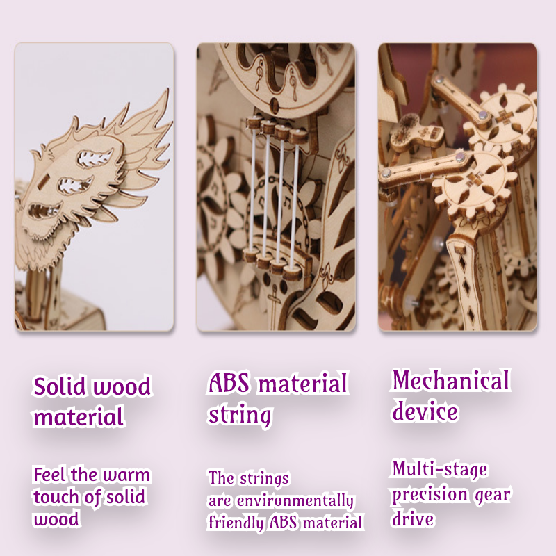 3D Wooden Puzzle  Cool Cello Music Box DIY to Build Wood Crafts Mechanical Puzzle