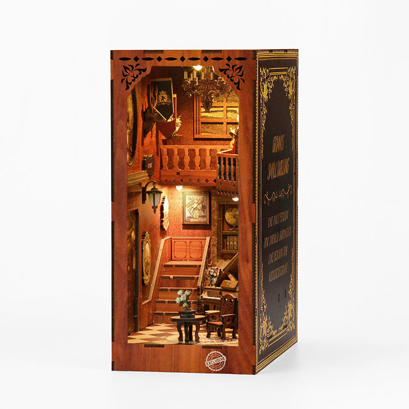 Book Nook Kit Gelin house for Adults, DIY Miniature Dollhouse Booknook Kit with Led Light, 3D Wooden Bookshelf Puzzle Booknook Insert Decor Crafts for Adults Teen Gifts