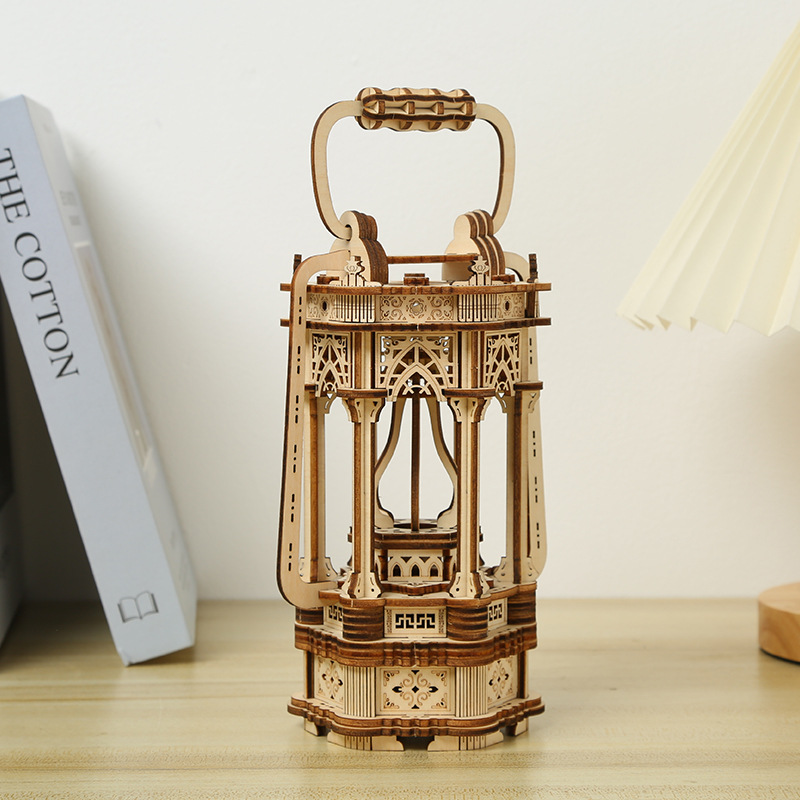 3D wooden puzzle vintage lantern desk lamp interesting DIY handmade and educational brain