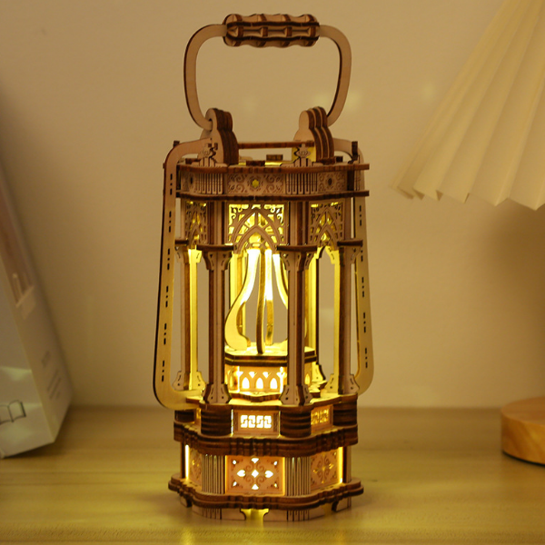 3D wooden puzzle vintage lantern desk lamp interesting DIY handmade and educational brain