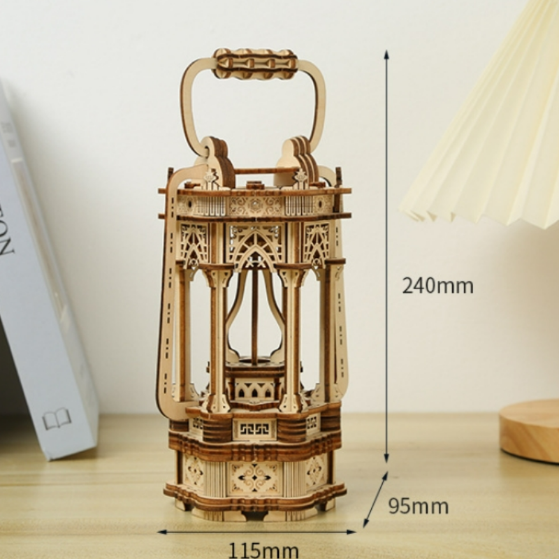 3D wooden puzzle vintage lantern desk lamp interesting DIY handmade and educational brain