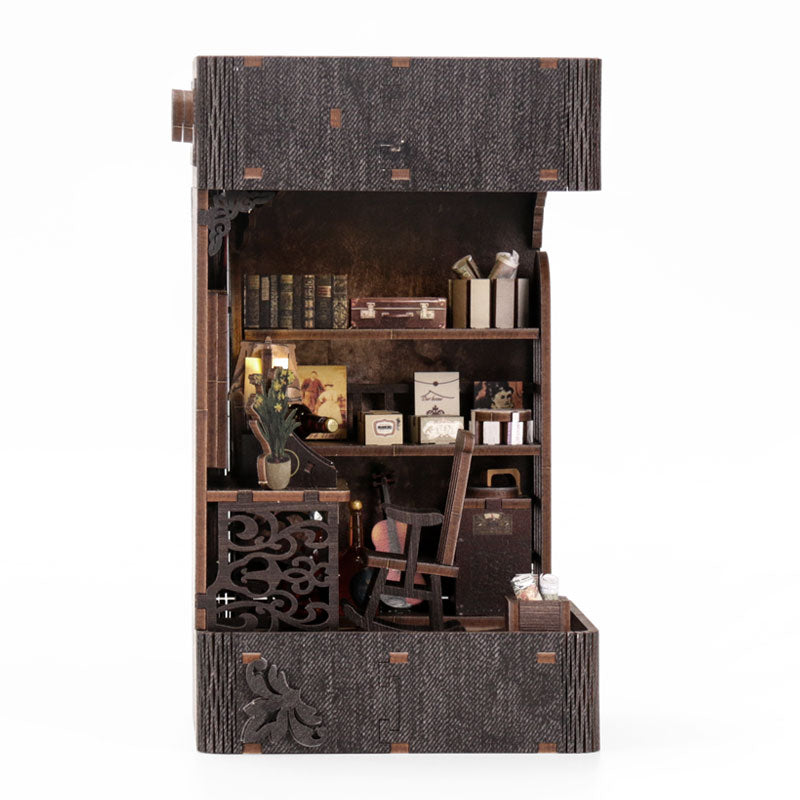 Book Nook Kit for Adults, DIY Miniature Dollhouse Booknook Kit with Led Light, 3D Wooden Bookshelf Puzzle Booknook Insert Decor Crafts for Adults Teen Gifts (Holmes Detective Agency)