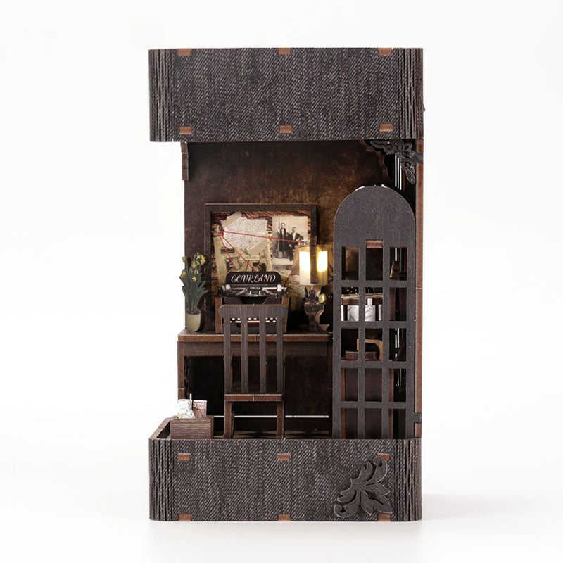 Book Nook Kit for Adults, DIY Miniature Dollhouse Booknook Kit with Led Light, 3D Wooden Bookshelf Puzzle Booknook Insert Decor Crafts for Adults Teen Gifts (Holmes Detective Agency)