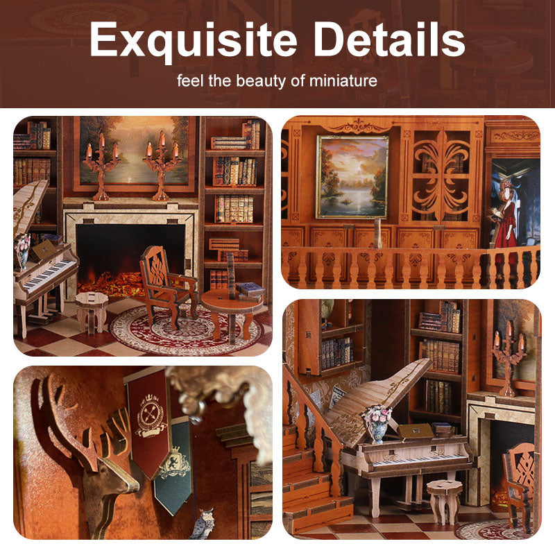 Book Nook Kit Gelin house for Adults, DIY Miniature Dollhouse Booknook Kit with Led Light, 3D Wooden Bookshelf Puzzle Booknook Insert Decor Crafts for Adults Teen Gifts