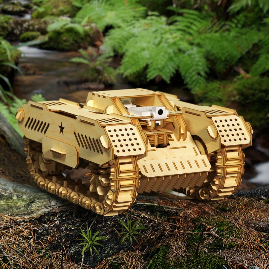 Woodmaster 3D Wooden Puzzles RC Tracked Chariot - Army Color