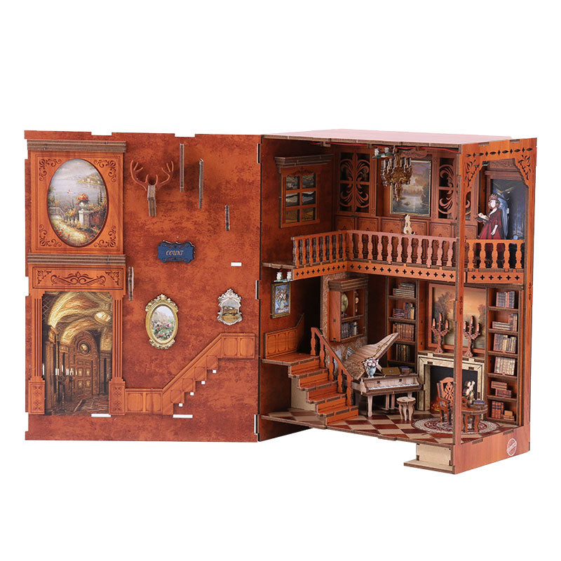 Book Nook Kit Gelin house for Adults, DIY Miniature Dollhouse Booknook Kit with Led Light, 3D Wooden Bookshelf Puzzle Booknook Insert Decor Crafts for Adults Teen Gifts